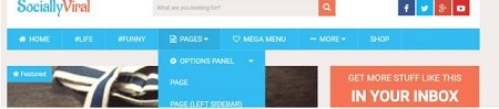 Opciones de encabezado y menú Sociallyviral