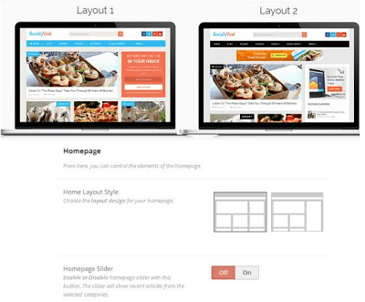 Sociallyviral opciones de diseño de la pagina principal